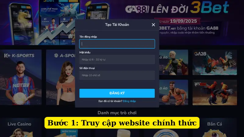 Bước 1: Truy cập website chính thức